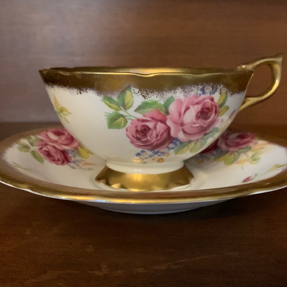 Salisbury English Bone China Pink Rose Teacup and Saucer set